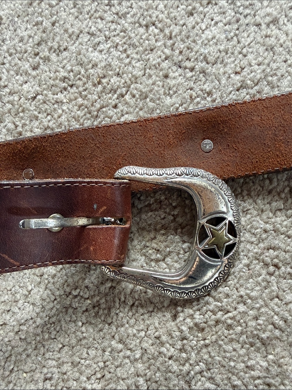 Brown Leather Western Star Concho Belt - Picture 8 of 8